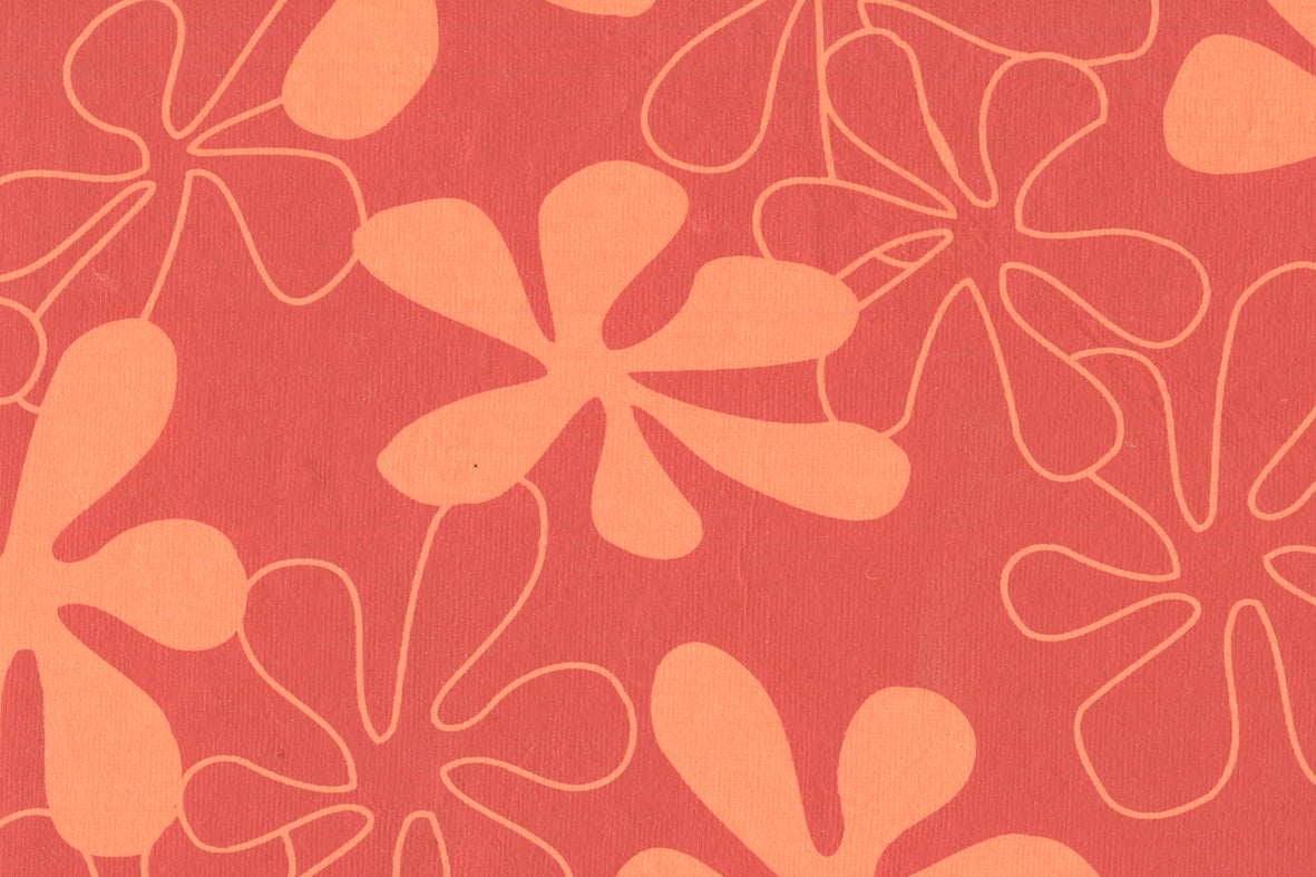 Orange on Red Matisse Flowers Printed Handmade Paper Online