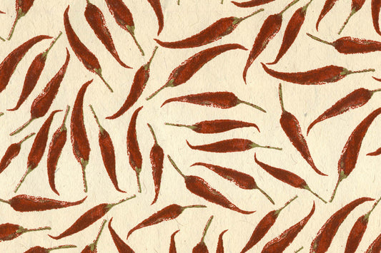 Paprika & Green on Jute Mottled Chilis Printed Handmade Paper Online