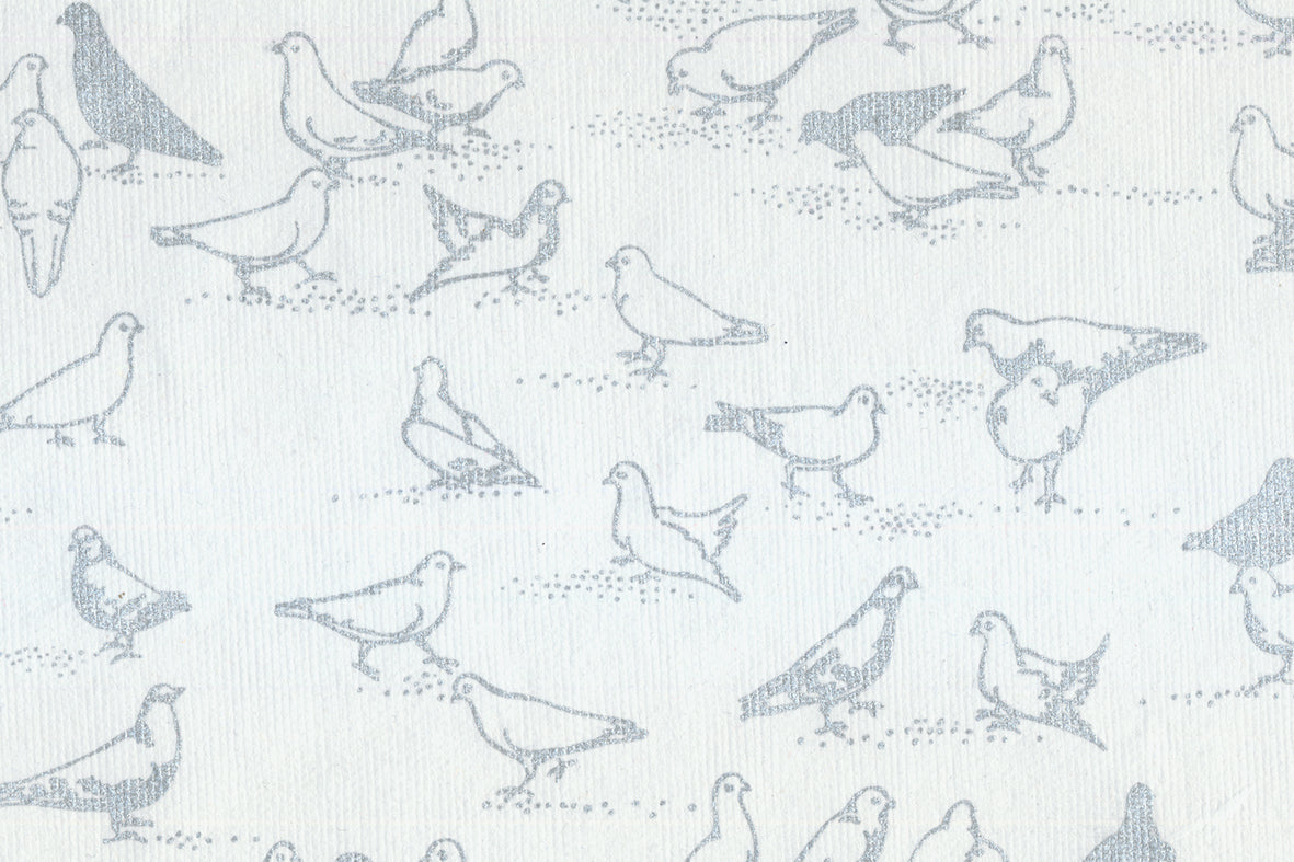 Silver On Ice Gray Pigeons Printed Handmade Paper Online