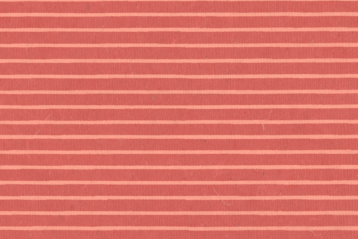 PL Stripes Blossom-TomatoRed Printed Handmade Paper ~100gsm 50X70cm