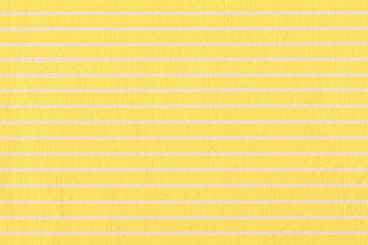 PL Stripes White-VichyYellow Printed Handmade Paper ~100gsm 50X70cm