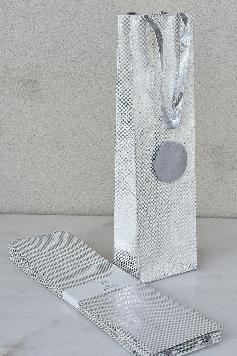 Dots Print Black Silver Handmade Paper Bottle Gift Bags Online