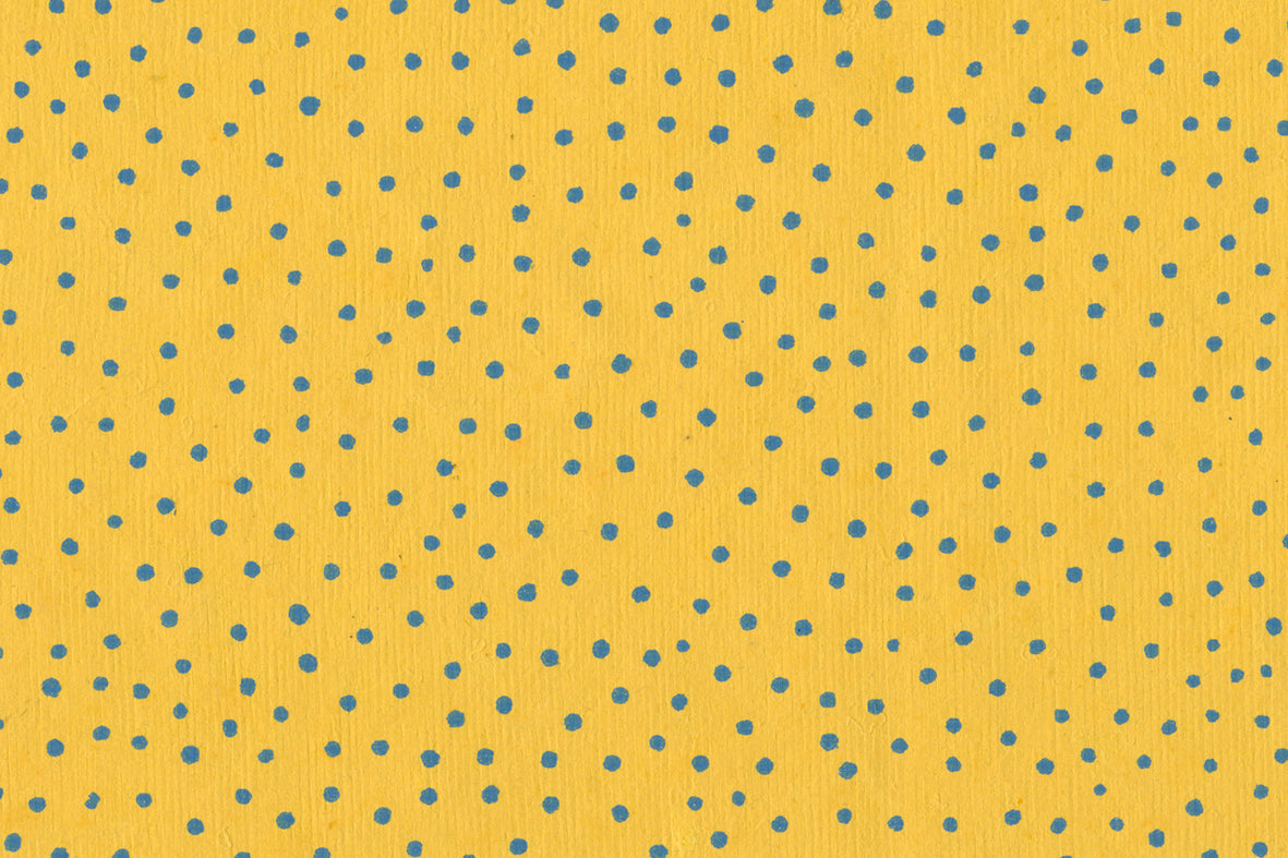 Blue On Yellow Raidana Dots Printed Handmade Paper Online