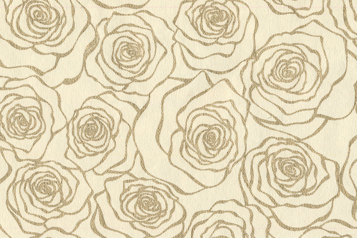 Gold On White Rose Jaal Printed Handmade Paper Online