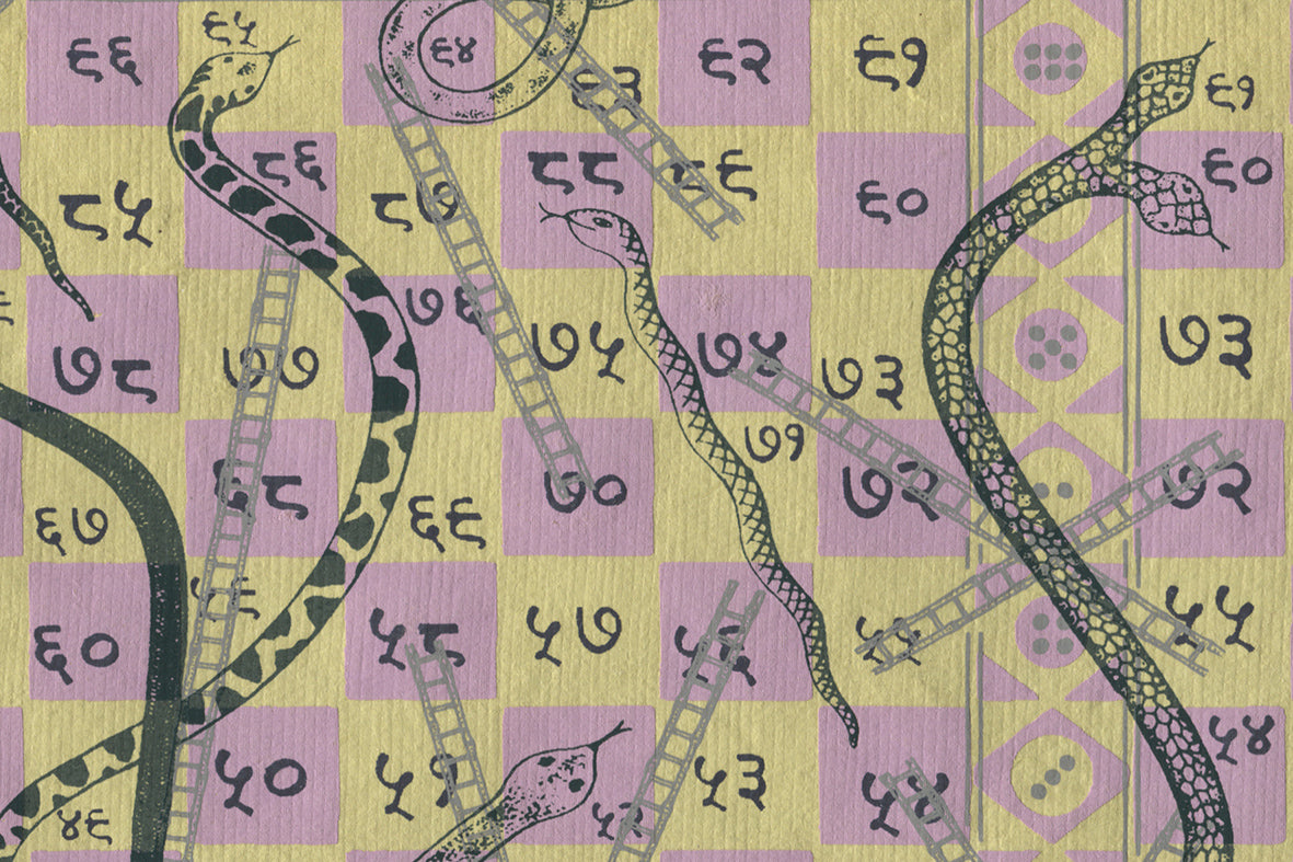 Endive Green Snake & Ladders Games Printed Handmade Paper Online
