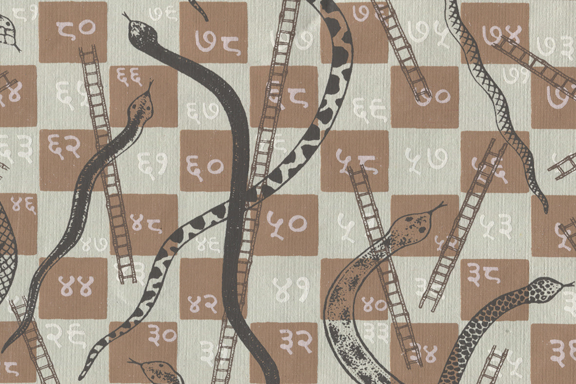 Pale Jade Snake & Ladders Games Printed Handmade Paper Online