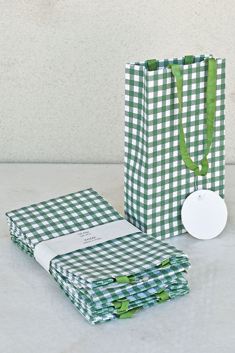 Checks Print White Handmade Paper Small Gift Bags Online