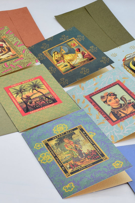 Textile Lable Printed Assorted Greeting Cards & Envelopes, Set of 6, 4x6