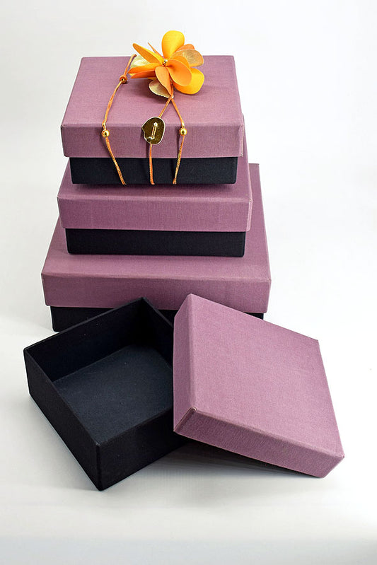 Fabric Clad Square Gift Boxes, Dull Rose