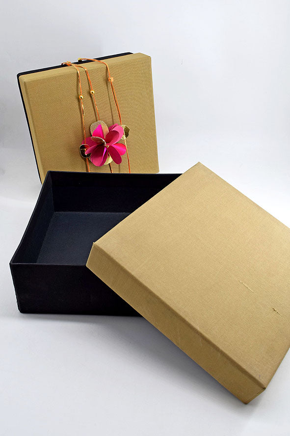Fabric Clad Square Gift Boxes, Khaki