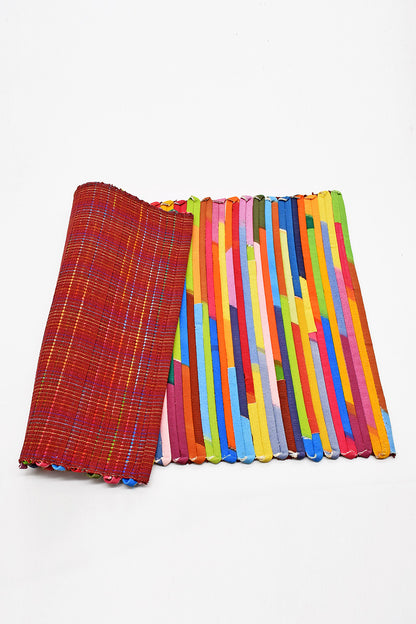Painted Canvas Strips Handloom Weave Placemats, Set of 6, 17x12