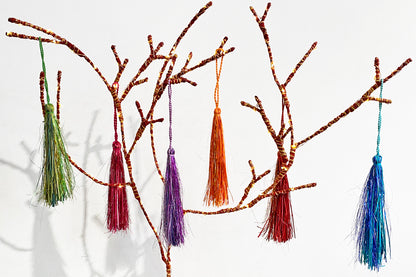 Rainbow Tassels, Paper and Glitter Threads, Set of 6