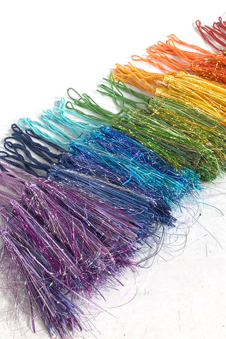 Rainbow Tassels, Paper and Glitter Threads, Set of 6