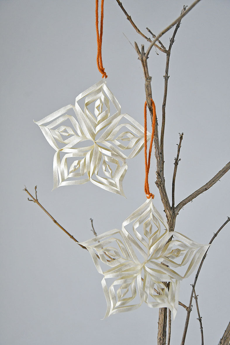 Christmas Objects Curled Paper Star, Set of 2