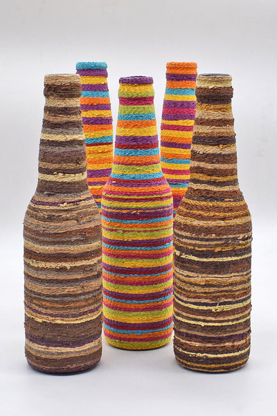 Paper Yarn Clad Recycled Glass Bottle