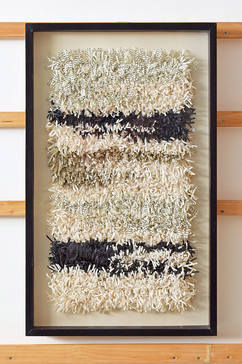 White Beige Black Paper Fringes Weave Framed Wall Art Online 34x21
