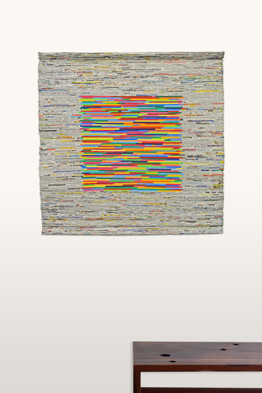 Edition Wall Art, Newspaper Surface & Coloured Canvas Centre, 42.5x42.5