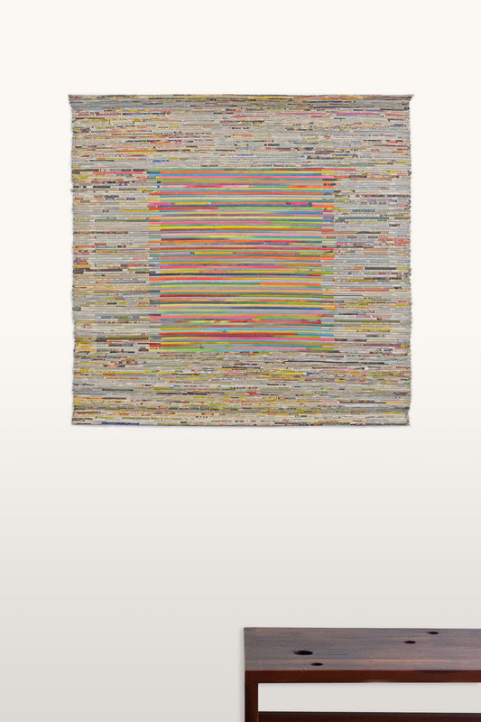 Edition Wall Art, Newspaper Surface & Coloured Canvas Centre, 42x42