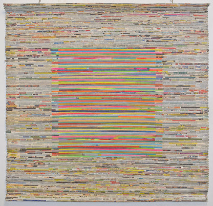 Edition Wall Art, Newspaper Surface & Coloured Canvas Centre, 42x42