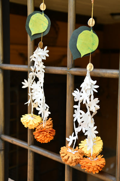  Handmade Rajnigandha Leaf And Flowers Tassel Paper Hanging Online