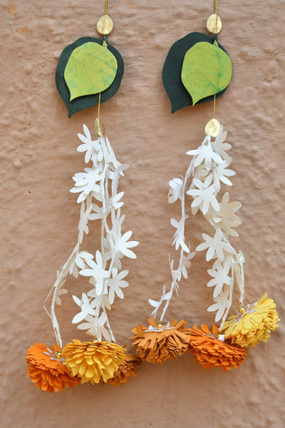Flower and Leaf Rajnigandha Tassel Hanging, Set of 2