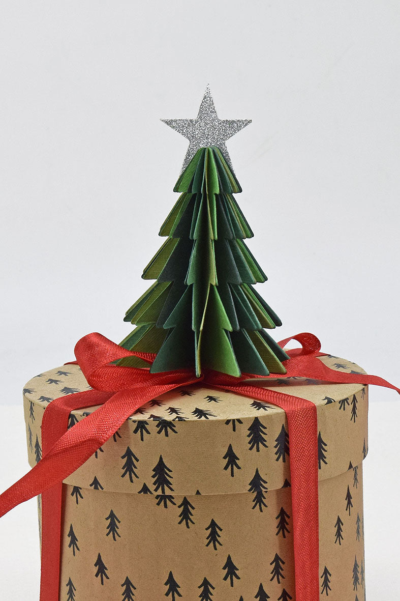 Christmas Paper Tree & Star with Ribbon Gift Topper