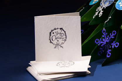 Happy Christmas Foil print Cards with Envelopes 6x6, Set of 6