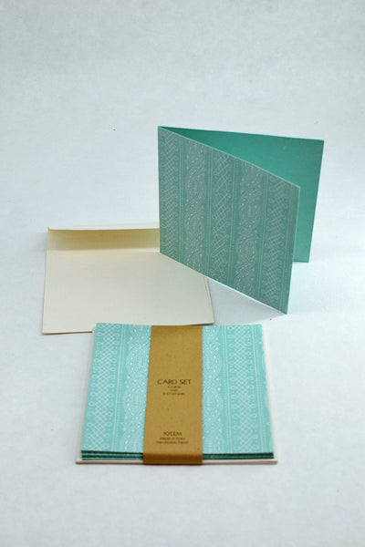 Lace Stripes Print Gift Card with Envelope 5x5, Set of 6