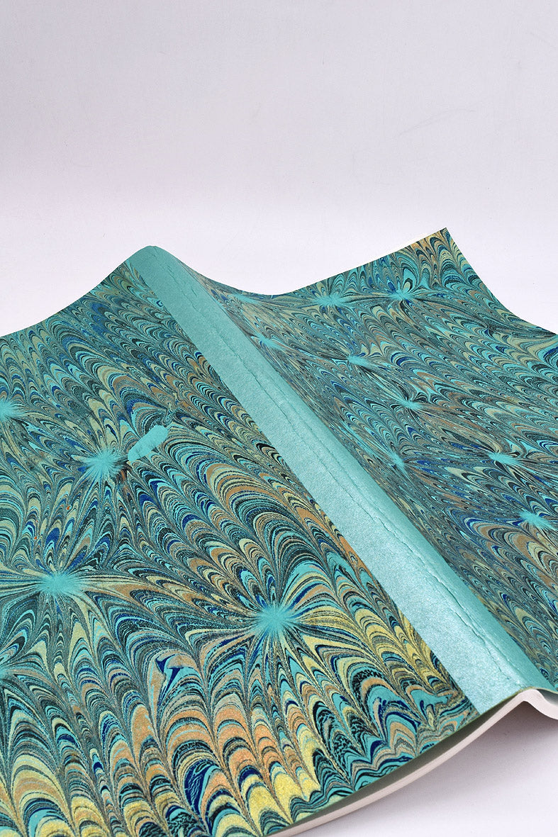 Marbled Soft Cover Large Notebook with Metallic Paper Spine