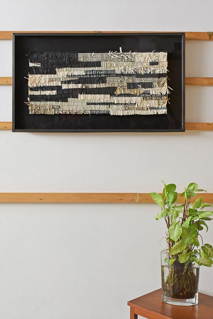 White Ivory Black Paper Fringes Collage Framed Wall Art Online 
