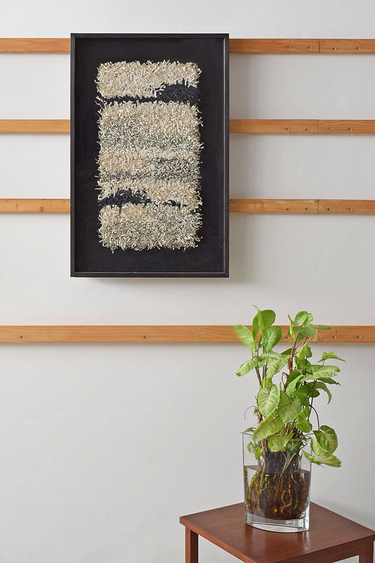 White Gray Paper Fringes Weave Framed Wall Art Online 20x30
