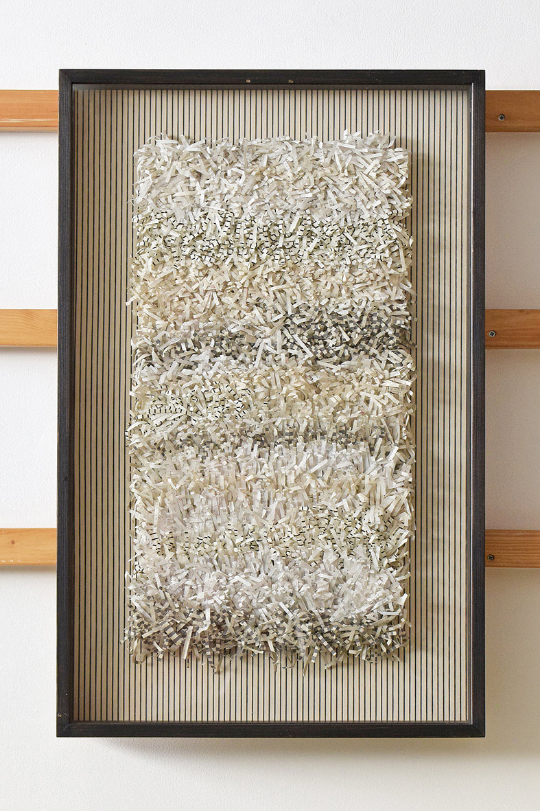White Ivory Gray Paper Fringes Weave Framed Wall Art Online
