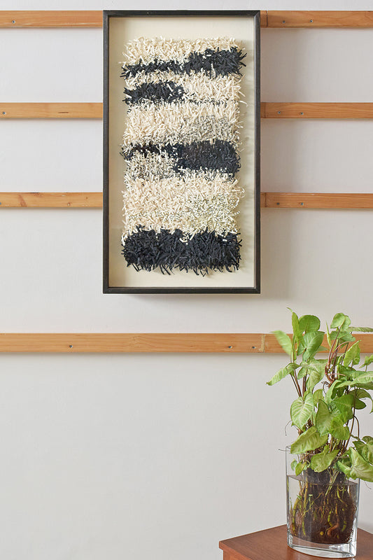 Black White Paper Fringes Weave Framed Wall Art Online 