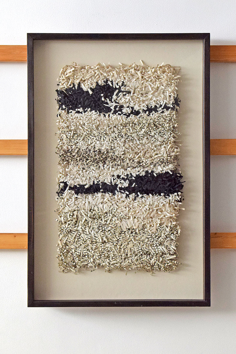 White Black Paper Fringes Weave Framed Wall Art Online 19x29
