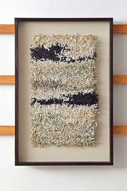 White Black Paper Fringes Weave Framed Wall Art Online 19x29
