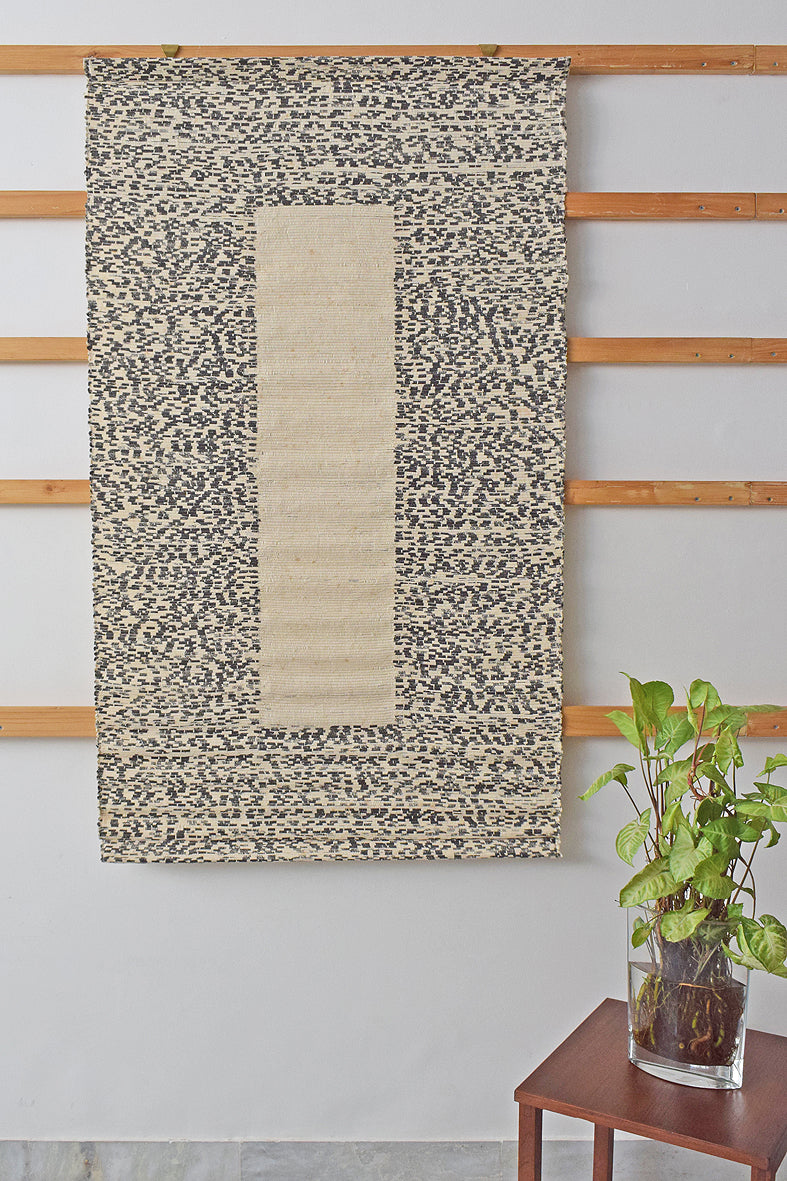 Ivory Black Canvas Textures Weave Wall Art Hanging Online
