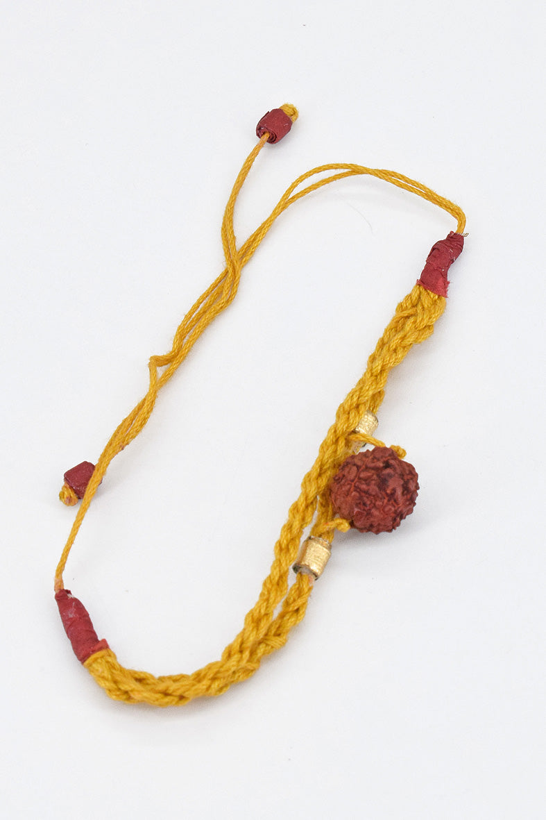 Braided Rudraksh & Paper Trimming Bead Rakhi