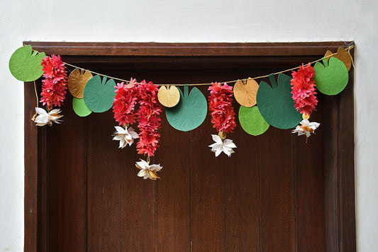 Lotus Leaf and Rajnigandha Flower String Bandhanwar / Toran