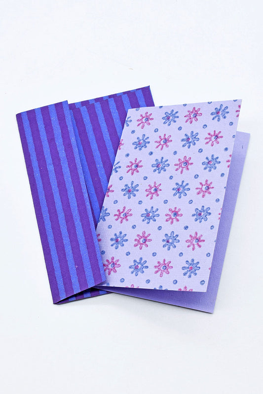 Miniature Flowers Print Gift Card with Printed Envelope 4x3, 2 Set of 6