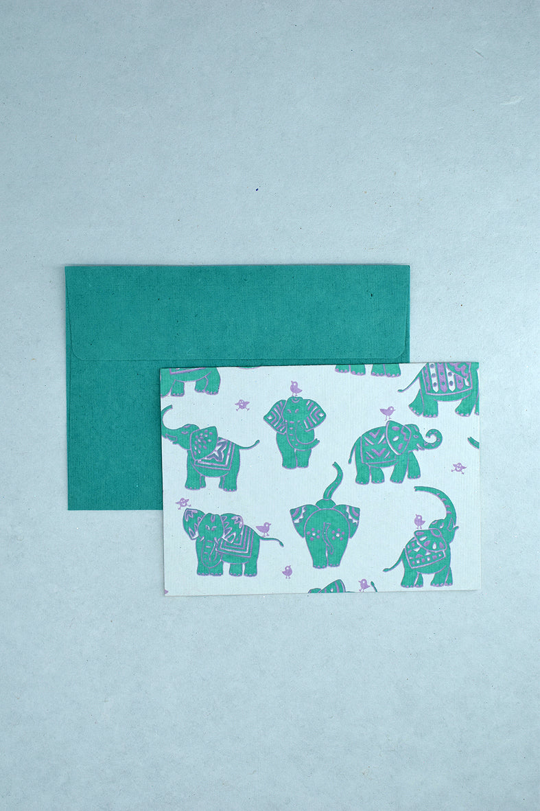 Elephant Print Gift Card with Envelope 6x4, 2 Set of 6