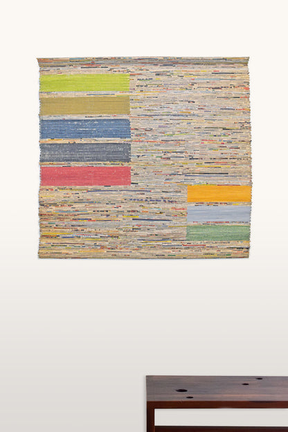 Edition Wall Art, Newspaper Surface & Coloured Canvas Side Insets, 42x40