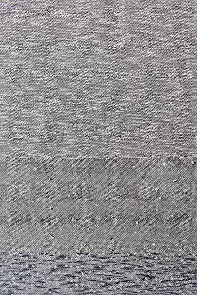 Wall hanging: Black & White Jacquard textures with stencilled floats, 39x68