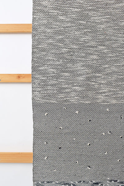 Wall hanging: Black & White Jacquard textures with stencilled floats, 39x68