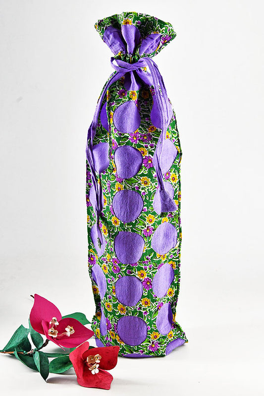 Chintz Rounds Wine Bottle Bag Lilac, Set of 2, 15x5