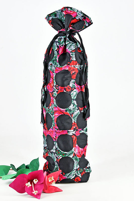 Chintz Rounds Wine Bottle Bag Black, Set of 2, 15x5