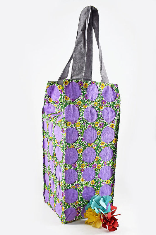 Chintz Rounds Wide Bottle Bag Lilac, Set of 2, 12x5x5