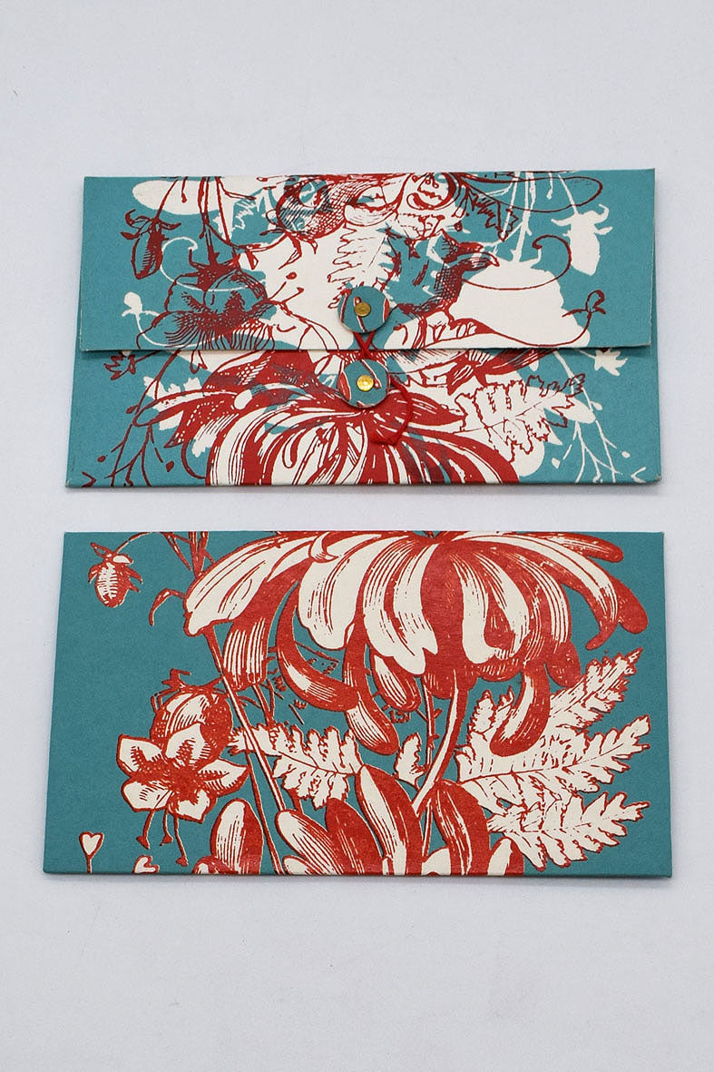 Greeting/Gift Envelope Floral with Card, Set of 5, 7x4