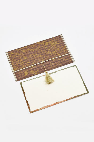 Deckle Edged Border Gift Card with Stripe Print Envelope 7.5x4, Set of 6