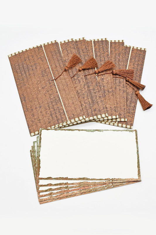 Deckle Edged Border Gift Card with Stripe Print Envelope 7.5x4, Set of 6
