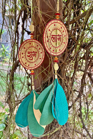 Shubh Labh Ganjifa and Champa Leaf Hanging, Set of 2